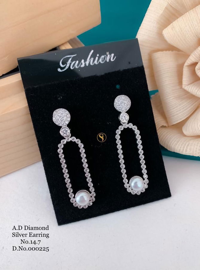 AD Diamond Rose Gold And Silver Fancy Earrings 2 Wholesalers In Delhi
